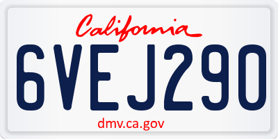 CA license plate 6VEJ290