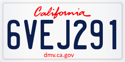 CA license plate 6VEJ291