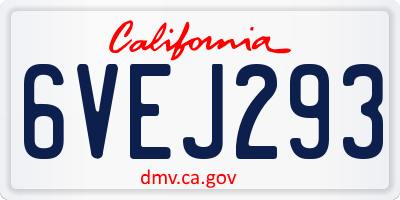 CA license plate 6VEJ293