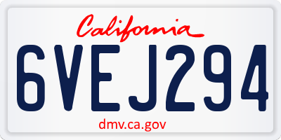 CA license plate 6VEJ294