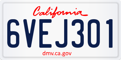 CA license plate 6VEJ301