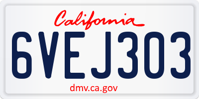 CA license plate 6VEJ303