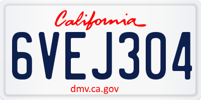 CA license plate 6VEJ304