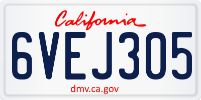 CA license plate 6VEJ305