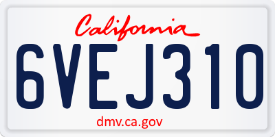 CA license plate 6VEJ310