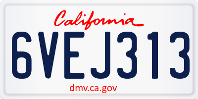 CA license plate 6VEJ313