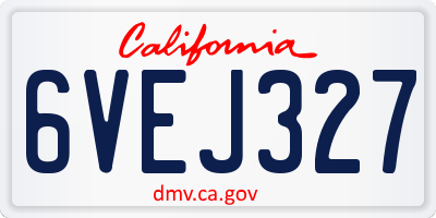 CA license plate 6VEJ327