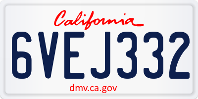 CA license plate 6VEJ332