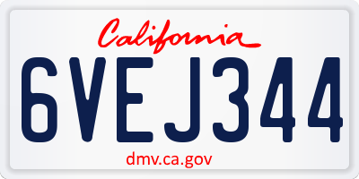 CA license plate 6VEJ344