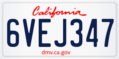 CA license plate 6VEJ347