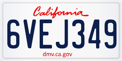 CA license plate 6VEJ349