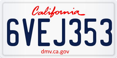 CA license plate 6VEJ353