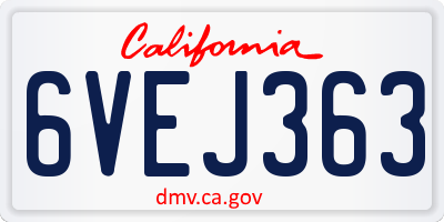 CA license plate 6VEJ363