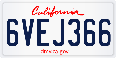 CA license plate 6VEJ366