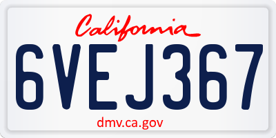 CA license plate 6VEJ367
