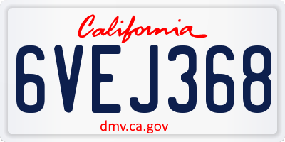 CA license plate 6VEJ368