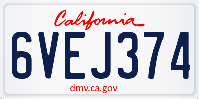 CA license plate 6VEJ374