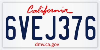 CA license plate 6VEJ376