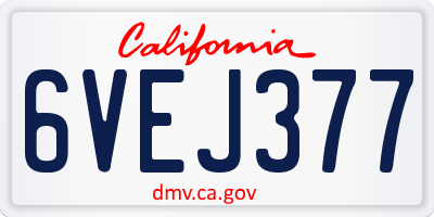 CA license plate 6VEJ377