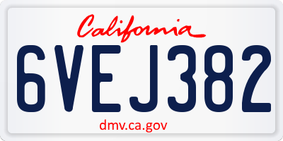 CA license plate 6VEJ382