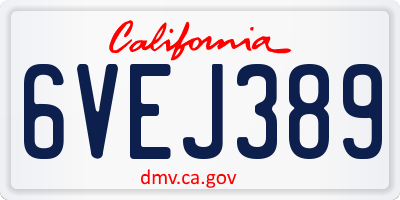 CA license plate 6VEJ389