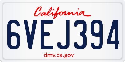CA license plate 6VEJ394