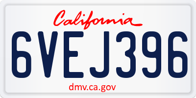 CA license plate 6VEJ396