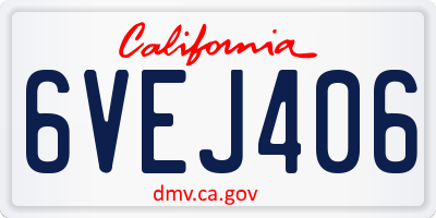 CA license plate 6VEJ406