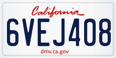 CA license plate 6VEJ408