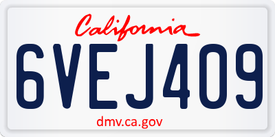 CA license plate 6VEJ409
