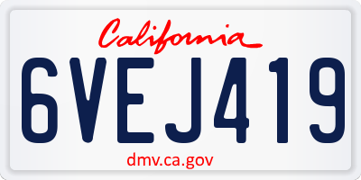 CA license plate 6VEJ419