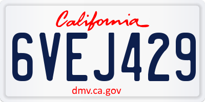 CA license plate 6VEJ429