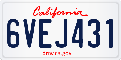 CA license plate 6VEJ431