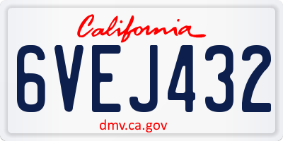 CA license plate 6VEJ432