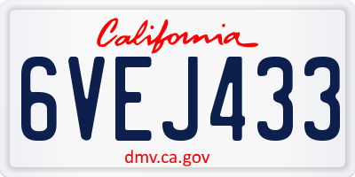 CA license plate 6VEJ433