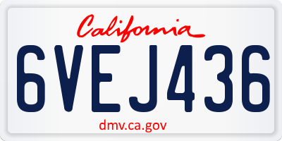 CA license plate 6VEJ436