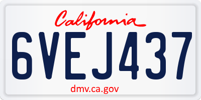CA license plate 6VEJ437