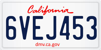 CA license plate 6VEJ453