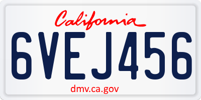 CA license plate 6VEJ456