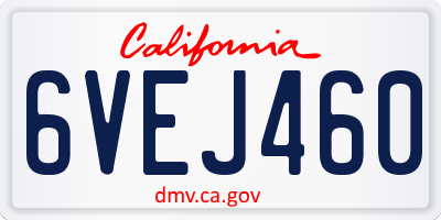 CA license plate 6VEJ460