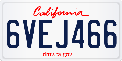 CA license plate 6VEJ466