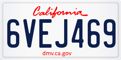 CA license plate 6VEJ469