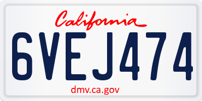 CA license plate 6VEJ474