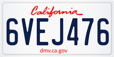 CA license plate 6VEJ476
