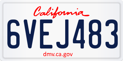 CA license plate 6VEJ483