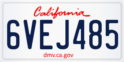 CA license plate 6VEJ485