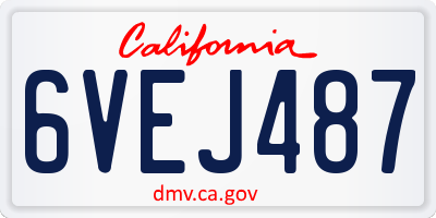 CA license plate 6VEJ487
