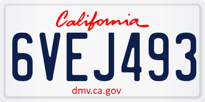 CA license plate 6VEJ493