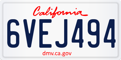 CA license plate 6VEJ494