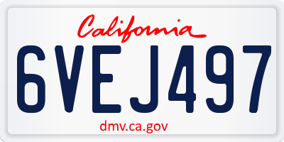 CA license plate 6VEJ497